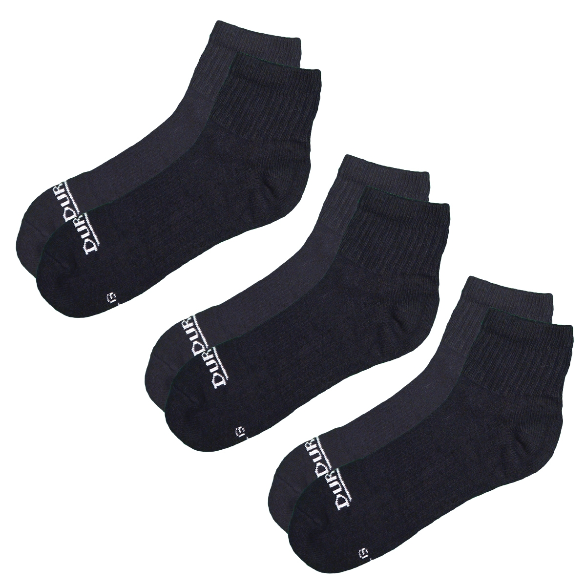 DURABILTTM Adult Cotton Ankle Sport Sock 3-Pack (Black) | Sock-Hound.com
